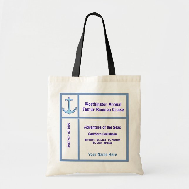 Bolso De Tela Cruceros Liner Anchor Group Blue and Purple (Frente)