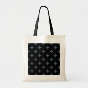 Bolso De Tela Cruces de polka azul-gris sobre negro