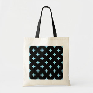 Bolso De Tela Cruces de polka azul sobre negro