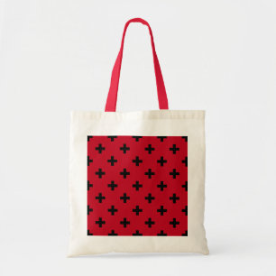 Bolso De Tela Cruces de polka negra en rojo
