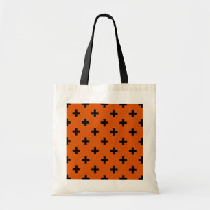 Bolso De Tela Cruces de polka negra sobre naranja
