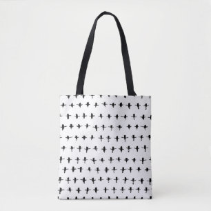 Bolso De Tela Cruces negras de mano dibujadas geométricamente