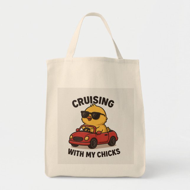 Bolso De Tela Cruising With My Chicks - Quirky Chick Tote Bag (Frente)