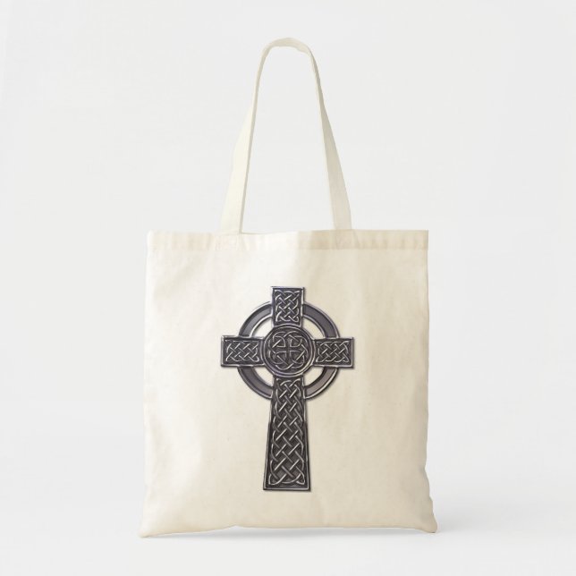 Bolso De Tela Cruz Celta - Plata (Frente)