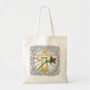 Bolso De Tela Cruz cristiana Rosa