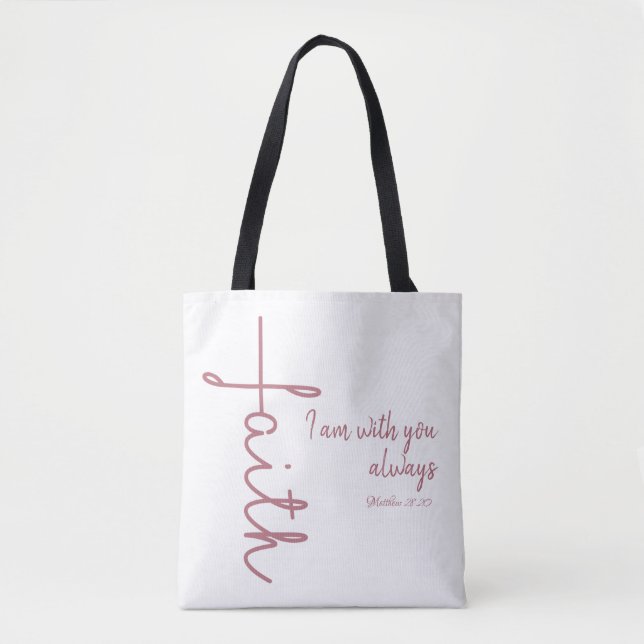 Bolso De Tela Cruz de la Fe; estoy contigo Siempre Verse la Bibl (Anverso)
