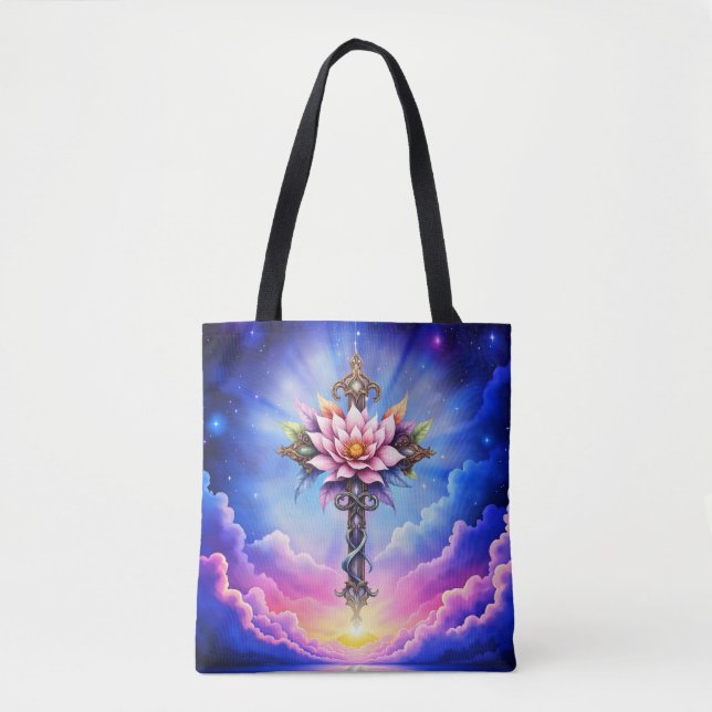 Bolso De Tela Cruz de Loto Celestial (Anverso)