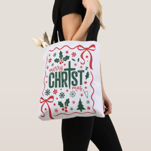 Bolso De Tela Cruz de Navidad Cristiana Signo Jesucristo Fe
