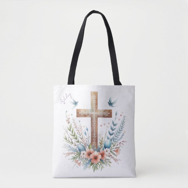 Bolso De Tela Cruz de Pascua de Agua Personalizada (Anverso)