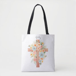 Bolso De Tela Cruz de Pascua Personalizada Acuarela