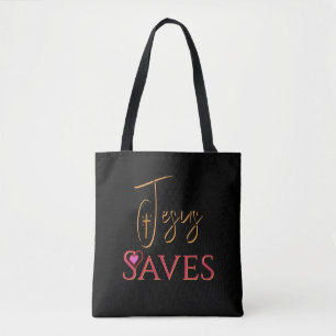 Bolso De Tela Cruz del Corazón de Jesús Salva Cristiano