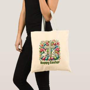 Bolso De Tela Cruz feliz de Pascua religiosa
