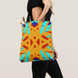 Bolso De Tela Cruz Geométrica Azul Turquesa Amarillo Cruce Art D