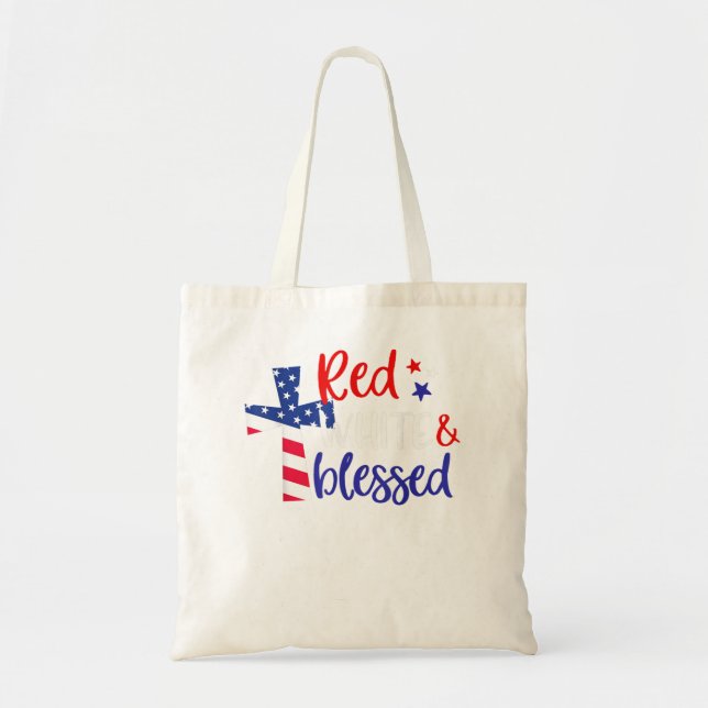 Bolso De Tela Cruz Roja Blanca Bendecida Americana Jesús Cristia (Frente)