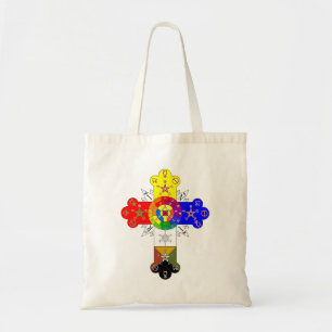 Bolso De Tela Cruz rosada masónica