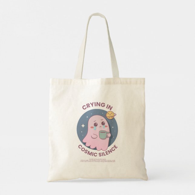 Bolso De Tela Crying in Cosmic Silence – Cute Existential Ghost  (Reverso)