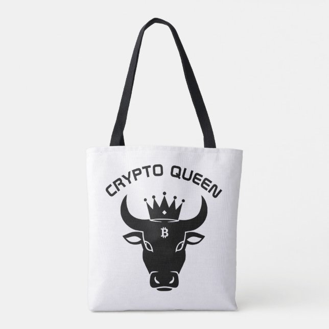 Bolso De Tela Crypto Queen Personalizado Blanco (Reverso)