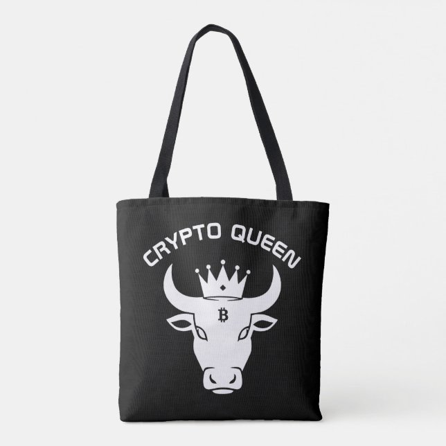 Bolso De Tela Crypto Queen Personalizado Negro (Reverso)