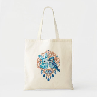 Bolso De Tela Crystal Blue Bunny and Blue Jay Heart