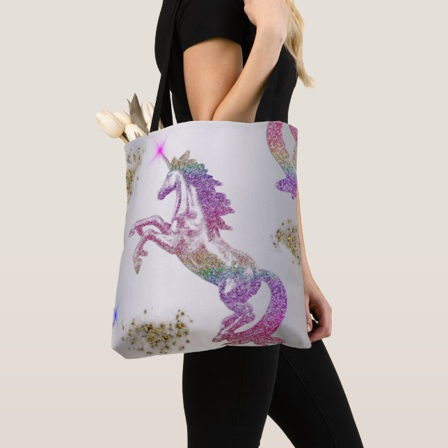 Bolso De Tela Crystal Rainbow Unicorn (Detalle)