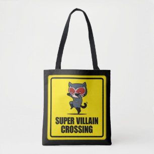 Bolso De Tela Ctorial Catwoman Super Villain cruzando Rótulo