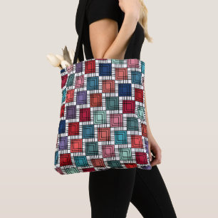 Bolso De Tela Cuadrados art decó