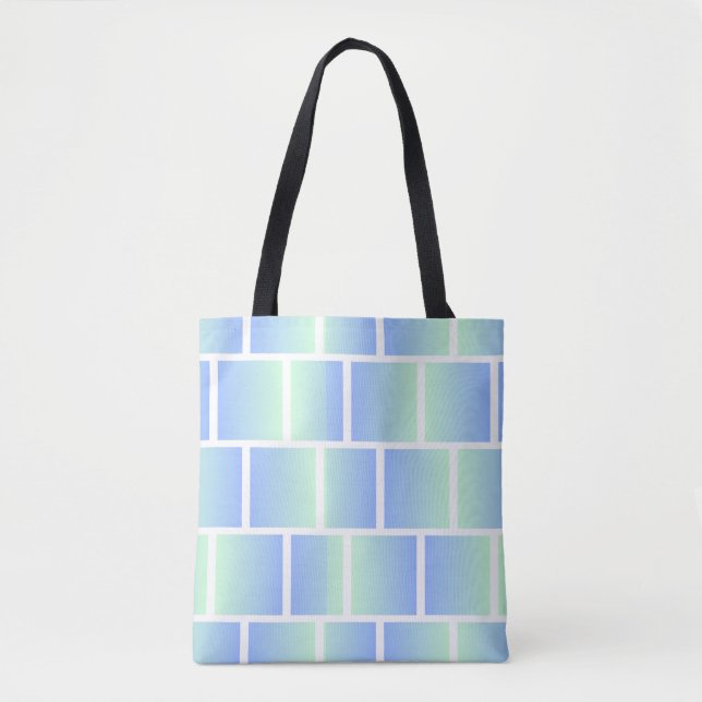 Bolso De Tela Cuadrados azules gradientes (Anverso)