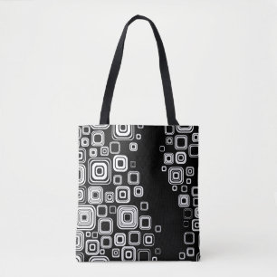 Bolso De Tela Cuadrados blancos y negros retros