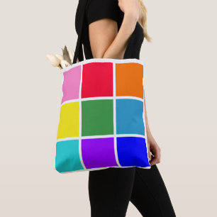 Bolso De Tela Cuadrados de arcoiris