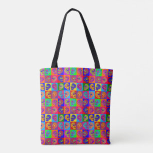 Bolso De Tela Cuadrados de cráneo de azúcar