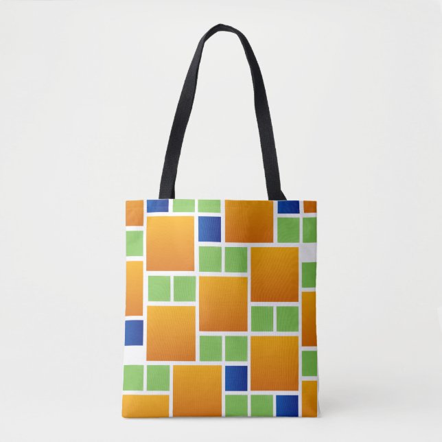 Bolso De Tela Cuadrados de gradiente naranja (Anverso)