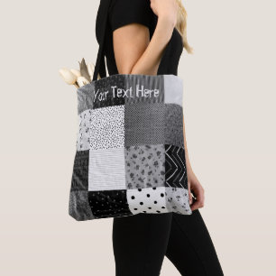 Bolso De Tela cuadrados de patrañas negras y blancas