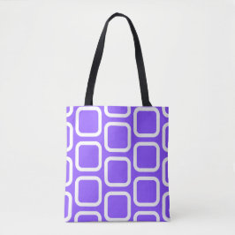 Bolso De Tela Cuadrados en blanco y violeta 