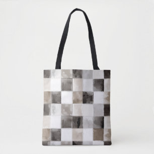 Bolso De Tela Cuadrados negros blancos marrones