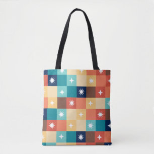 Bolso De Tela Cuadrados Retro