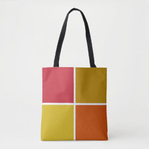 Bolso De Tela Cuadrados rojo, amarillo, oro y Naranja