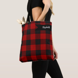 Bolso De Tela Cuadrados rojos y negros de comprobación de búfalo