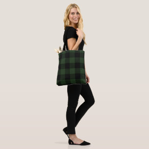 Bolso De Tela Cuadrados verde y negro celta de verificación de 