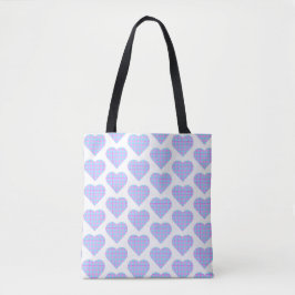 Bolso De Tela Cuadrícula de corazón rosa azul