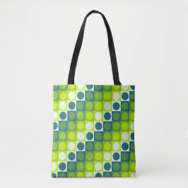 Bolso De Tela Cuadrícula de polka verde