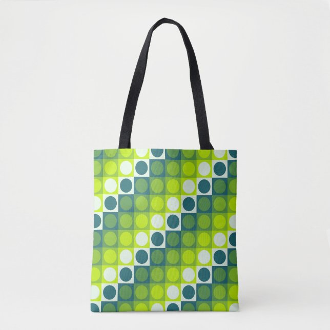 Bolso De Tela Cuadrícula de polka verde (Anverso)
