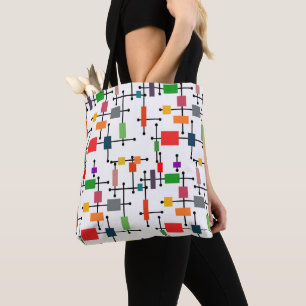 Bolso De Tela Cuadrícula grande moderna de mediados de siglo