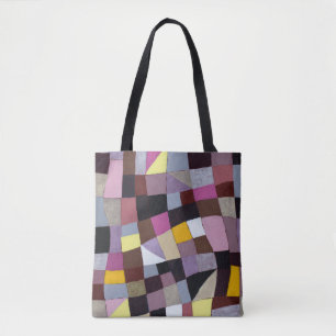 Bolso De Tela Cuadrícula irregular: Pintura abstracta violeta-am