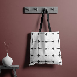 Bolso De Tela Cuadrícula Natural Blanco Desactivado
