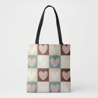 Bolso De Tela Cuadrículas de Corazones a Cuadros
