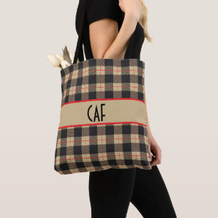 Bolso De Tela Cuadro de Búfalo marrón negro y rojo con monograma