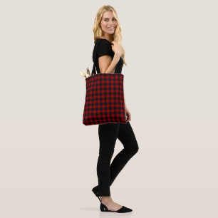 Bolso De Tela Cuadro de Búfalo Rojo y Negro