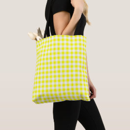 Bolso De Tela Cuadro de gingham amarillo medio y blanco