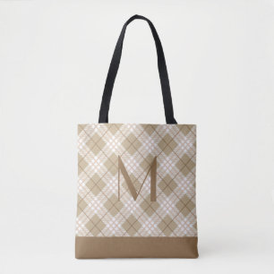 Bolso De Tela Cuadro marrón beige marrón claro Monograma Búfalo