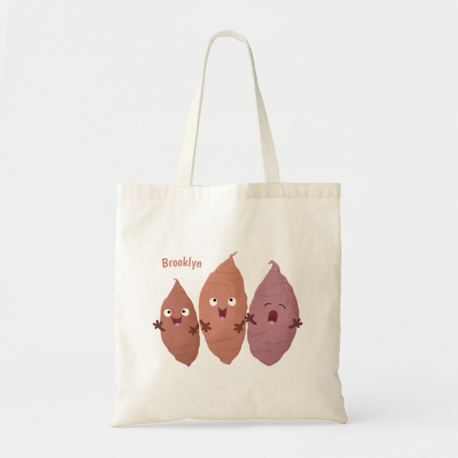 Bolso De Tela Cuadros cantando batatas personalizado verduras (Frente)
